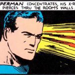 cartoon - superman concentrating x-ray vision through walls